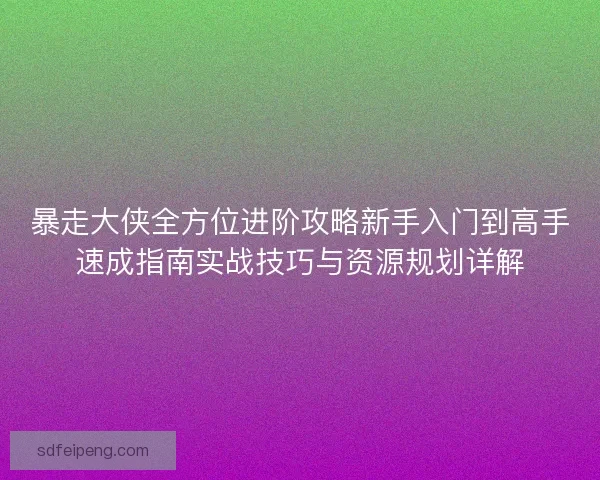 暴走大侠全方位进阶攻略新手入门到高手速成指南实战技巧与资源规划详解