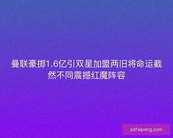 曼联豪掷1.6亿引双星加盟两旧将命运截然不同震撼红魔阵容